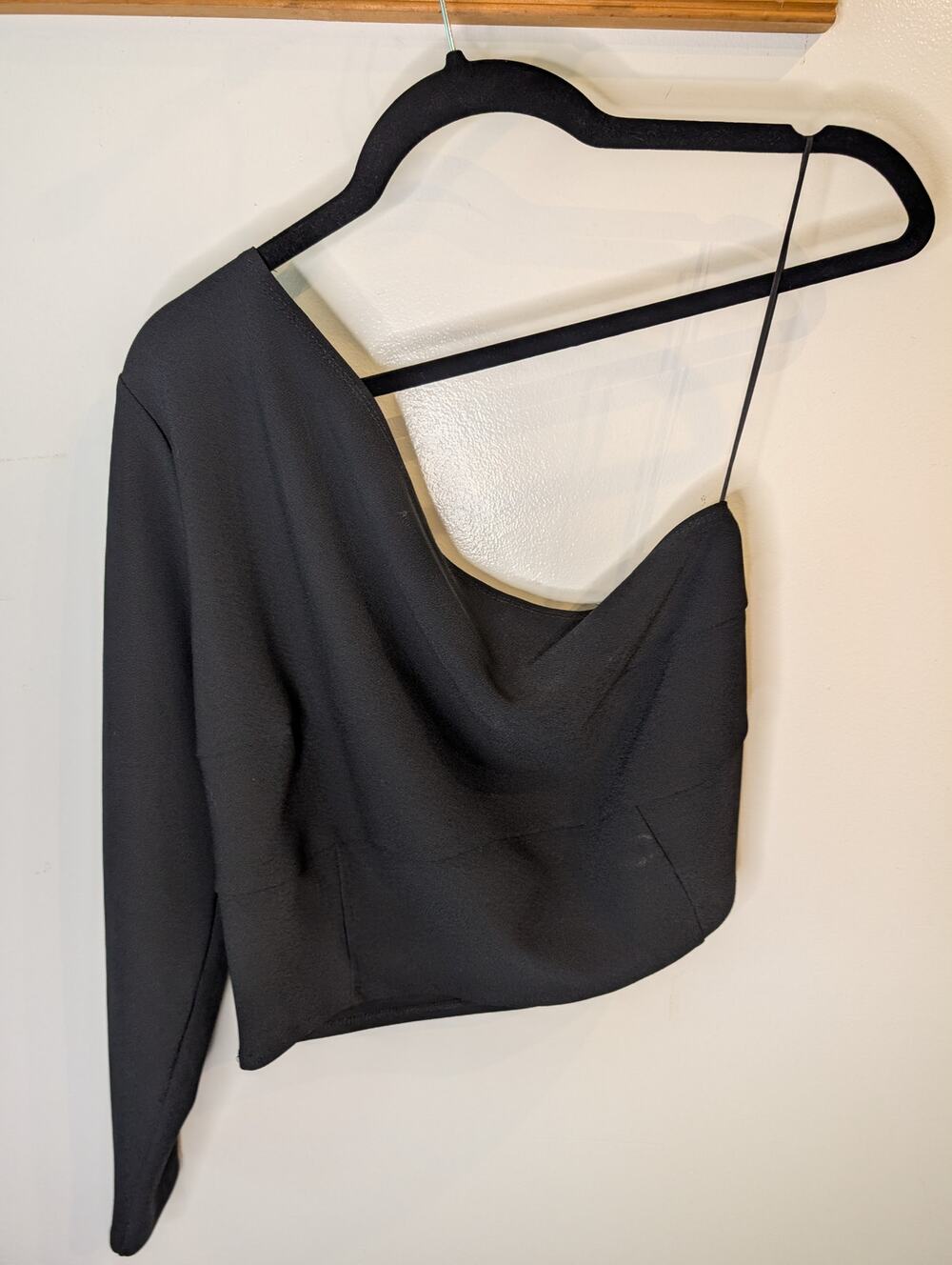 Abercrombie & Fitch Black One Shoulder Long Sleeve Bodycon Crop Top XL